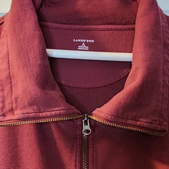 Lands'End Small Maroon Women's Full Zip Up Sweatshirt with Pockets - Picture 4 of 12